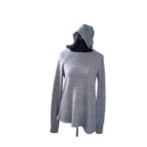 194t Hoodie Tunic Fringe Sweater Sweatshirt S Grey New